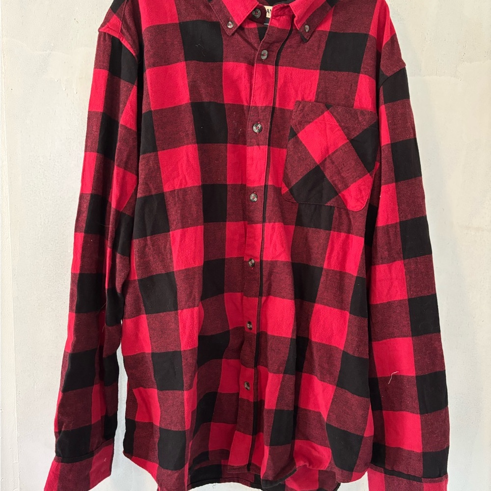 Magellan Outdoors Red and Black Plaid Button-Down Shirt